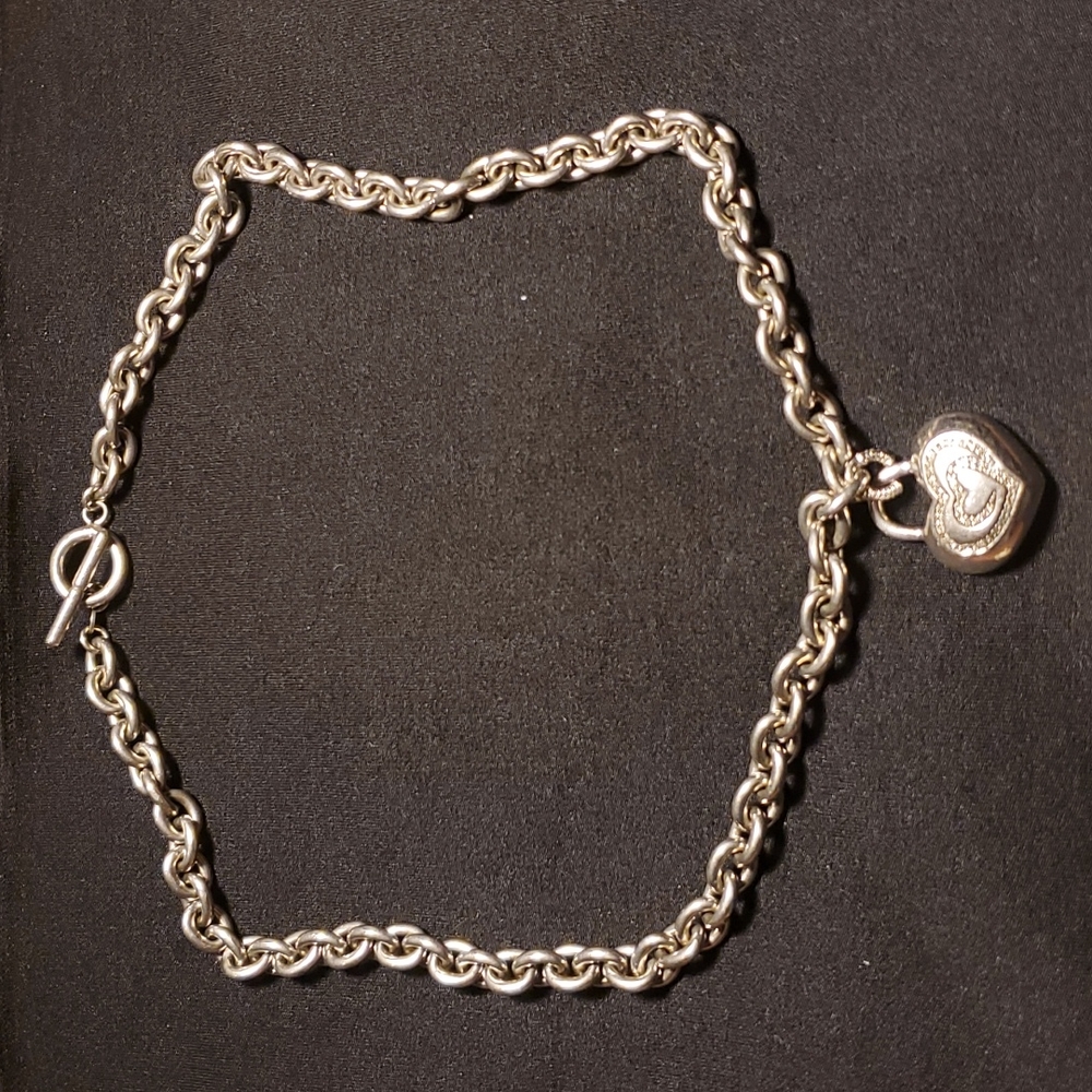 Sterling Silver necklace with diamonds heart charm - Picture 5 of 16